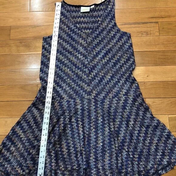 Anthropologie Maeve Westwater Chevron Knit Sleeveless Swing Drop Waist Dress SzM - Picture 12 of 12